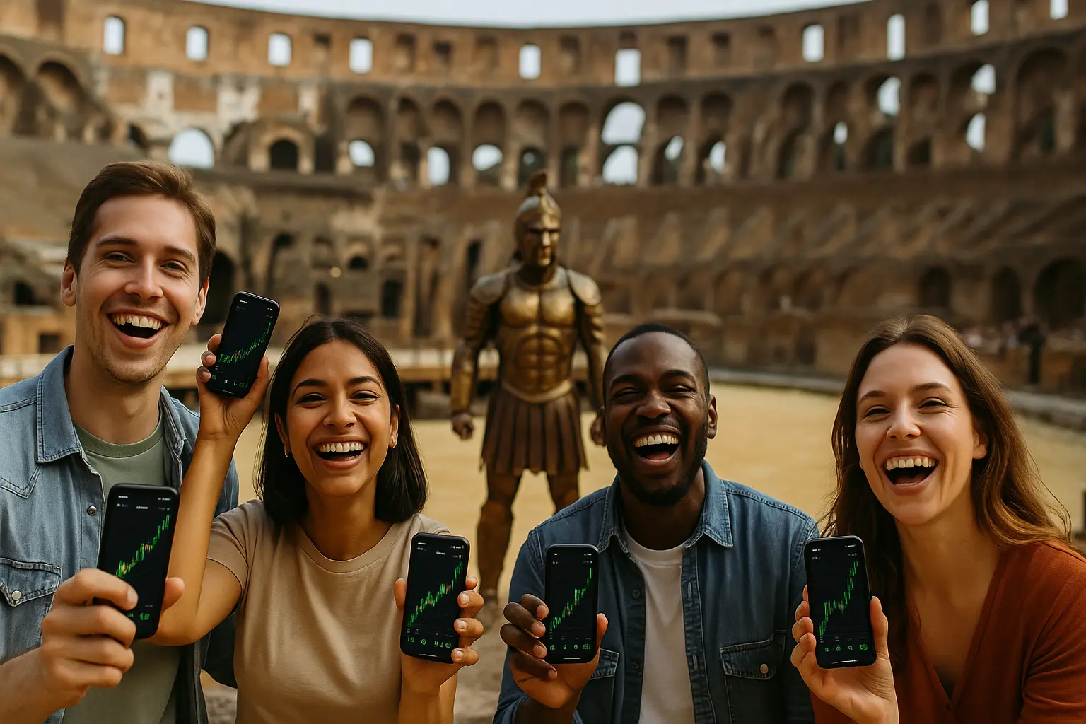 Digital coliseum with trading charts